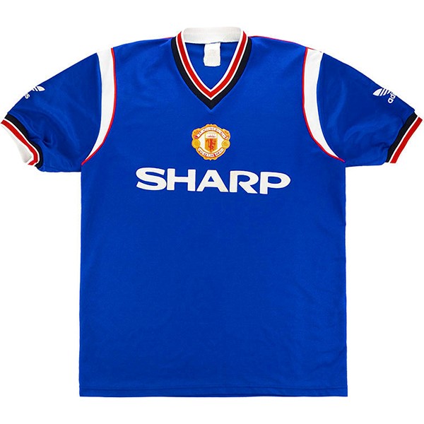 Ausweichtrikot Thailand Manchester United Retro 1984 1986 Blau Günstige Fußballtrikots